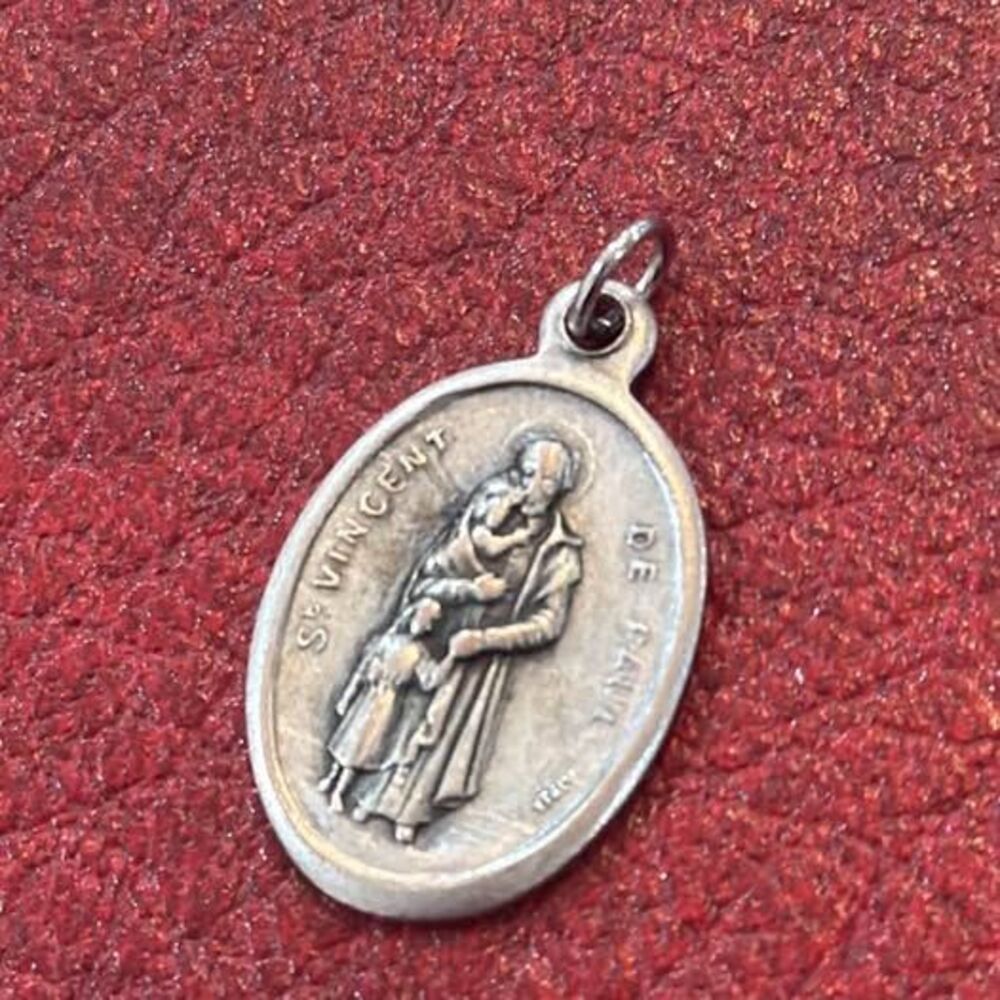 Vintage St Vincent de Paul Medal Patron Saint of Charity Italy Catholic Pendant